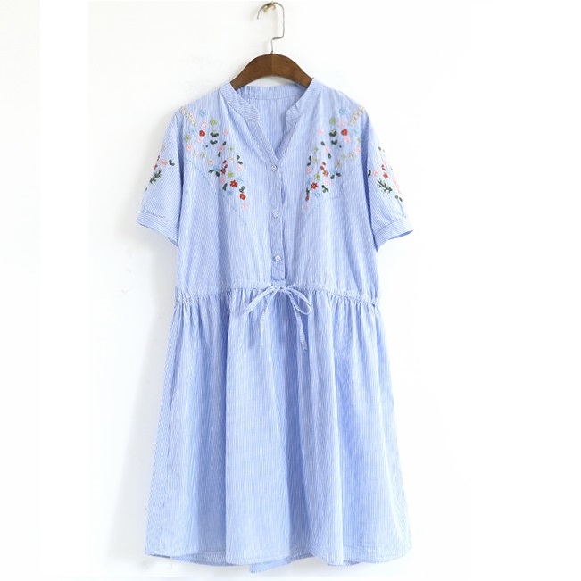 Custom wholesale embroidery striped dress