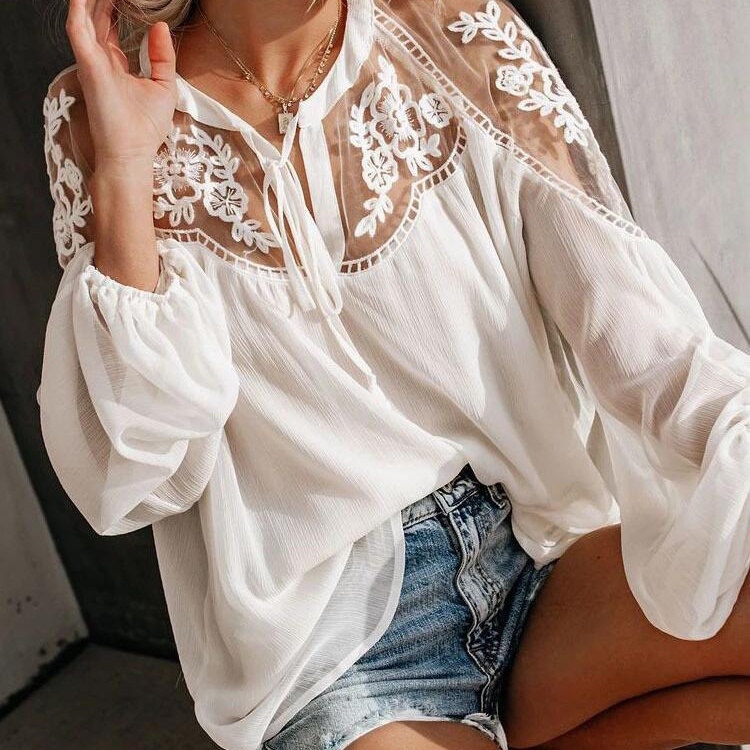 wholesale custom OEM Women's Elegant Lace blouse