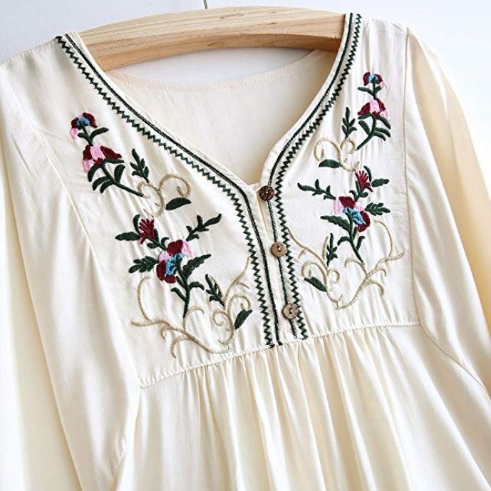 wholesale custom OEM Women's Bohemian Embroidery Mini Dress