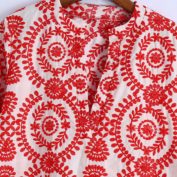 Custom wholesale embroidery V-neck ruffle top