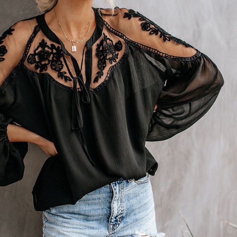 wholesale custom OEM Women's Elegant Lace blouse